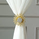 2 Pack | 4inch Gold Crystal Flower Magnetic Curtain Tie Backs