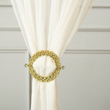 2 Pack | 7inch Gold Barrette Style Acrylic Crystal Curtain Tie Backs