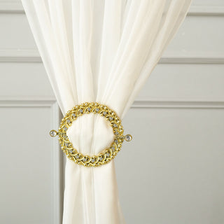 7" Gold Barrette Style Acrylic Crystal Curtain Tie Backs