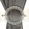 2 Pack | 7inch Silver Barrette Style Acrylic Crystal Curtain Tie Backs