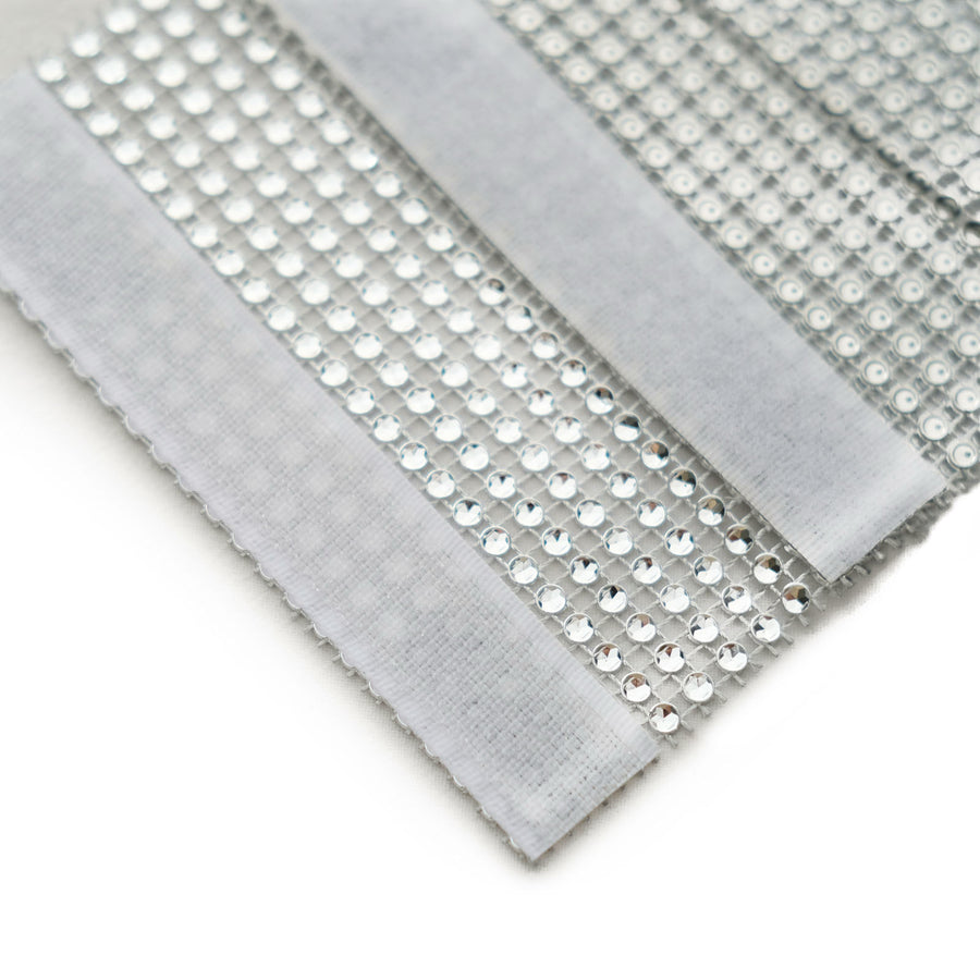 4 Pack | Silver Rhinestone Mesh Velcro Backdrop Curtain Bands, Large Chair Sash Clip Tie Backs