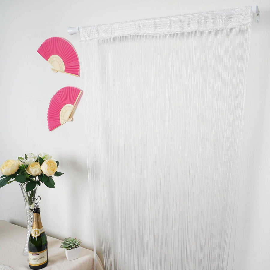 12ft Long White Silk String Tassels Backdrop Party Curtains