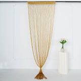Add Elegance to Your Space with Gold Silk Tassel String Curtains