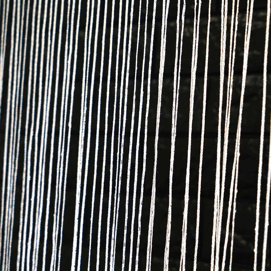 3ftx8ft White/Silver Silk Tassel String Curtains, Decorative Room Divider Panels