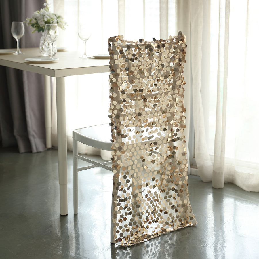 Champagne Big Payette Sequin Chiavari Chair Slipcover
