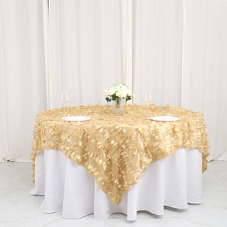 Champagne Leaf Petal Taffeta Table Overlay: Natural Elegance for Your Tables