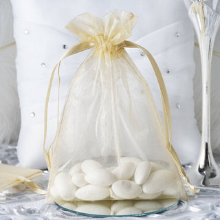 Champagne Organza Drawstring Wedding Party Favor Gift Bags