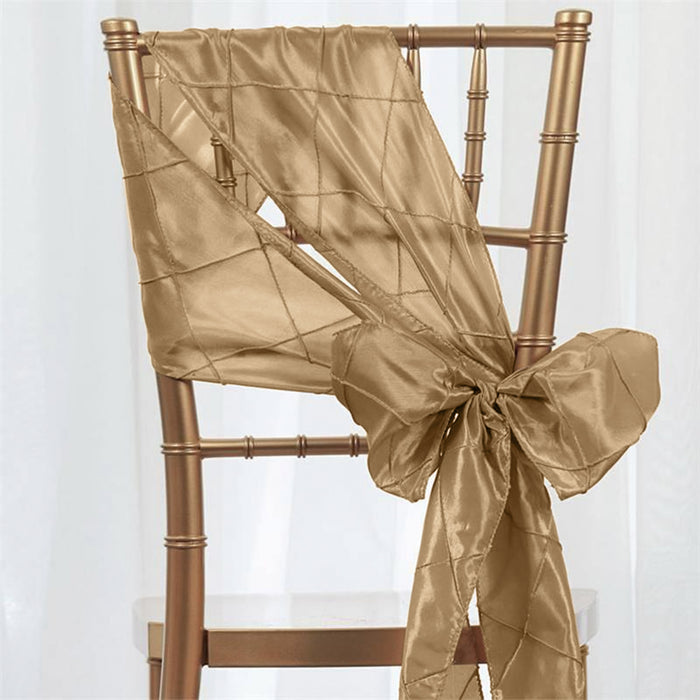 7x106 inches Champagne Pintuck Chair Sash#whtbkgd