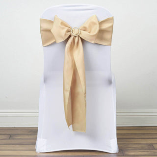 Elegant Champagne Polyester Chair Sashes for Event Decor