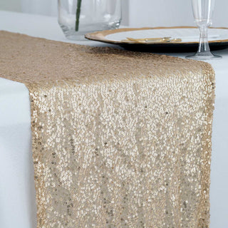 Transform Your Event with the Champagne Premium Sequin Table Runner
