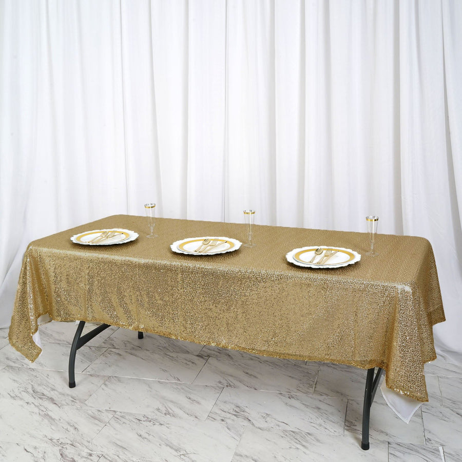 60x102 inches Champagne Premium Sequin Rectangle Tablecloth