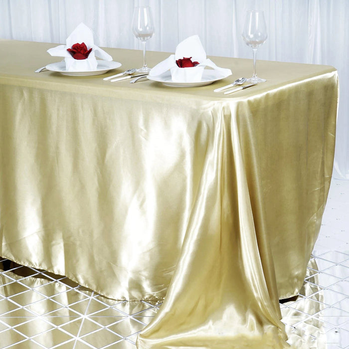 90x156 Champagne Satin Rectangular Tablecloth