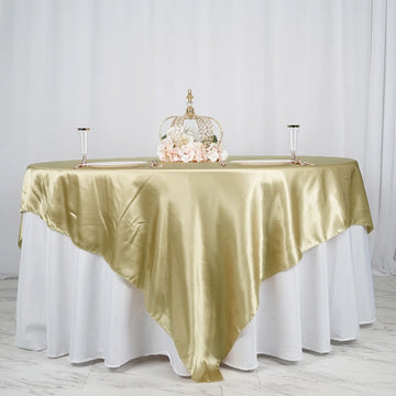 90"x90" Champagne Seamless Satin Square Table Overlay
