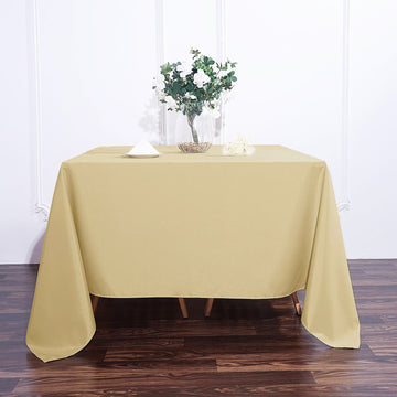 90"x90" Champagne Seamless Square Polyester Tablecloth