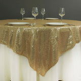 72"x72" Grand Duchess Sequin Table Overlays - Champagne