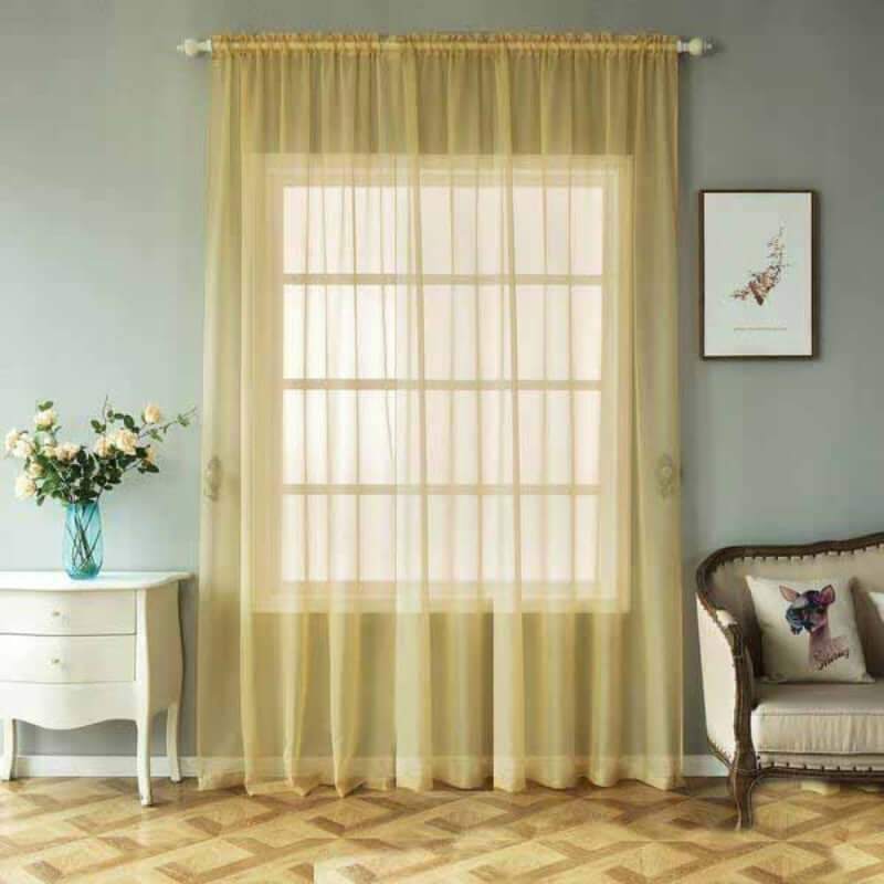 2 Pack | Champagne Sheer Organza Curtains With Rod Pocket Window Treatment Panels - 52x108inch