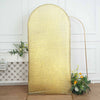 7ft Champagne Shimmer Tinsel Spandex Chiara Backdrop Stand Cover For Fitted Round Top Wedding Arch