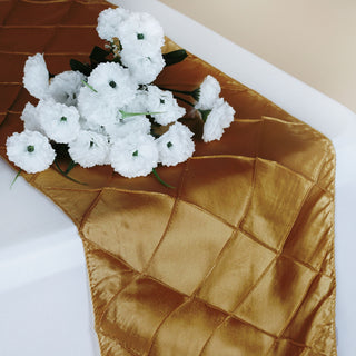 Champagne Taffeta Pintuck Table Runner - Add Elegance to Your Event