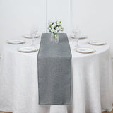 14x108Inch Charcoal Gray Boho Chic Rustic Faux Burlap Cloth Table Runner