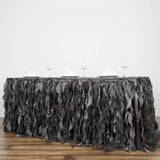 17FT Charcoal Grey Curly Willow Taffeta Table Skirt