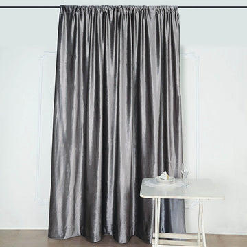 8ftx8ft Charcoal Gray Premium Smooth Velvet Event Curtain Drapes, Privacy Backdrop Event Panel with Rod Pocket