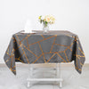 54inch x 54inch Charcoal Gray Polyester Square Tablecloth With Gold Foil Geometric Pattern