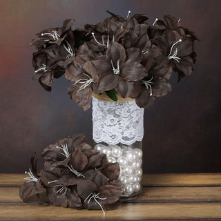 Chocolate Brown Artificial Silk Easter Lily Flowers