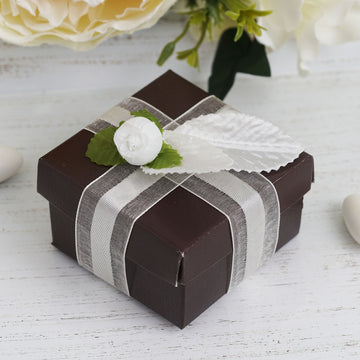 100 Pack 2.5"x2.5"x1.5" Chocolate Brown Party Favor Candy Gift Boxes