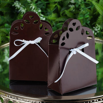 100 Pack | Chocolate Brown Sacchetto Gift Box Wedding Candy Favor Bag