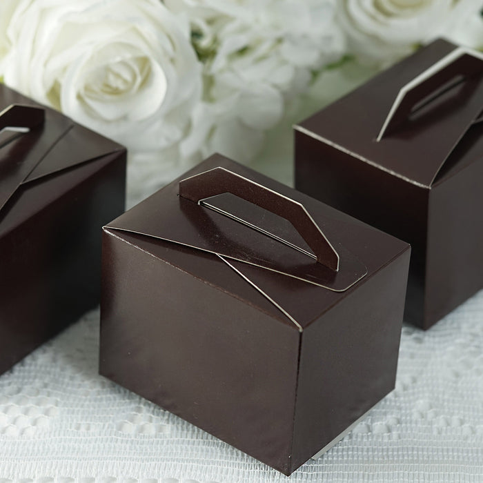 100 Pack | 4x3x3inch Chocolate Brown Tote Party Favor Candy Gift Boxes