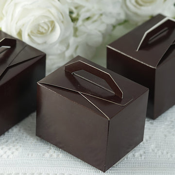100 Pack 4"x3"x3" Chocolate Brown Tote Party Favor Candy Gift Boxes