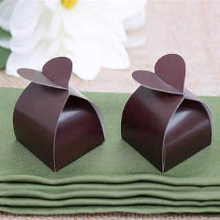 Elegant Chocolate Heart Shaped Twist Top Wedding Favor Gift Boxes