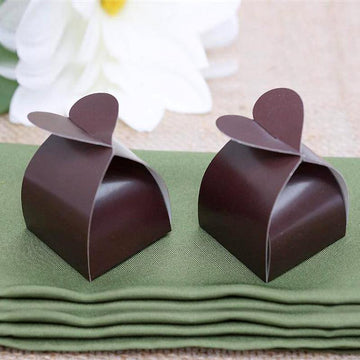 100 Pack | Chocolate Heart Shaped Twist Top Wedding Favor Gift Boxes