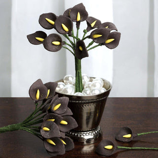 Chocolate Peacock Spread Foam Craft Calla Lilies - Elegant and Versatile Event Decor