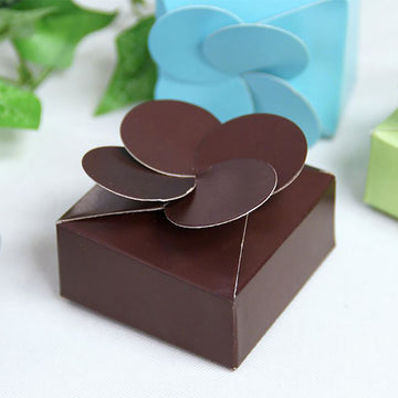 100 Pack | Chocolate Petal Twist Top Wedding Favor Gift Boxes