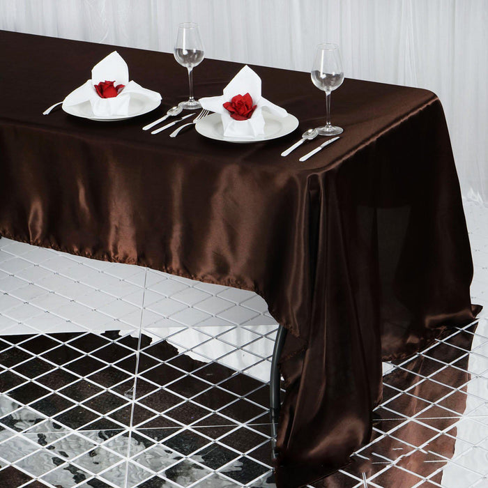 60x126 Chocolate Satin Rectangular Tablecloth