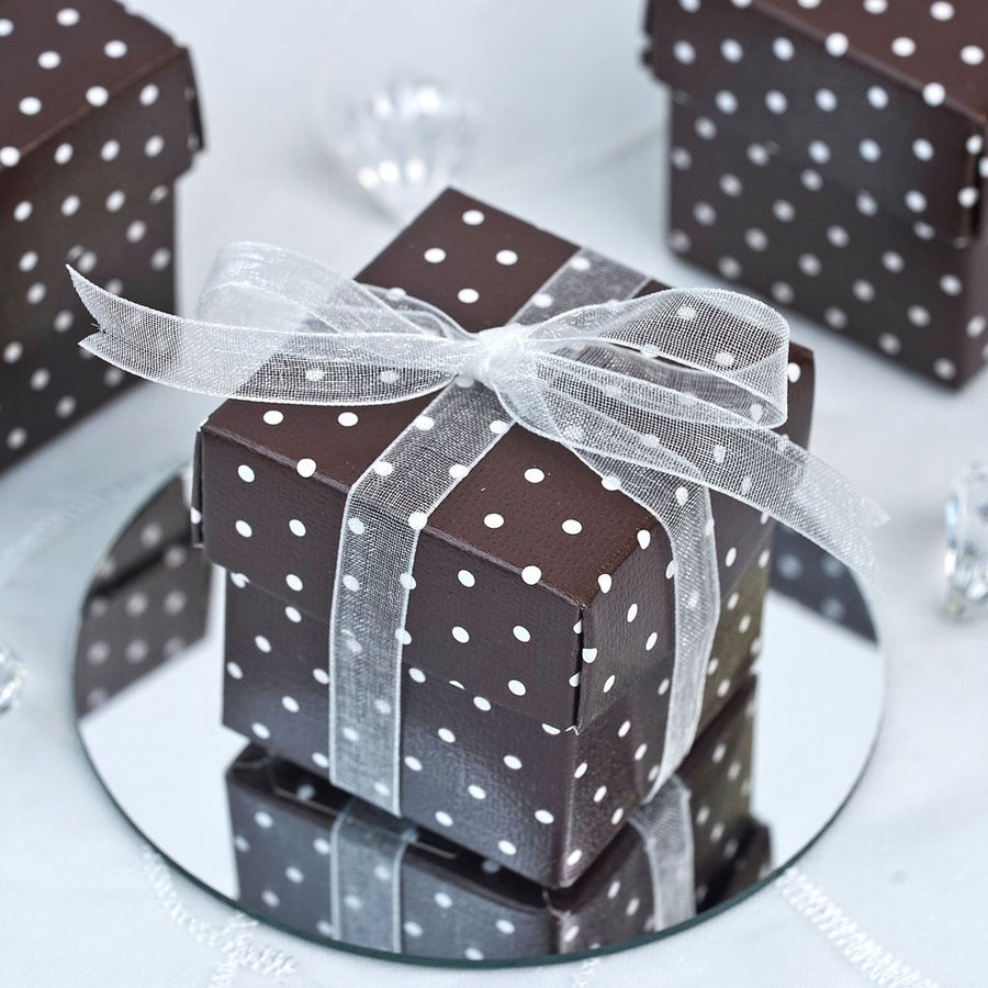 100 Pack | 2inch Chocolate/White Polka Dot Party Favor Candy Gift Boxes