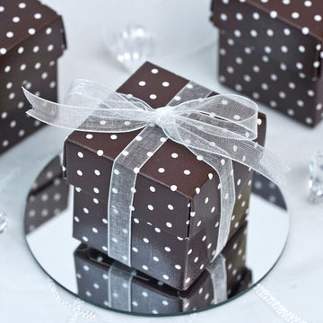 100 Pack 2" Chocolate White Polka Dot Party Favor Candy Gift Boxes