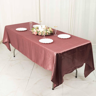 Experience Luxury and Style with our Cinnamon Rose Satin Tablecloth