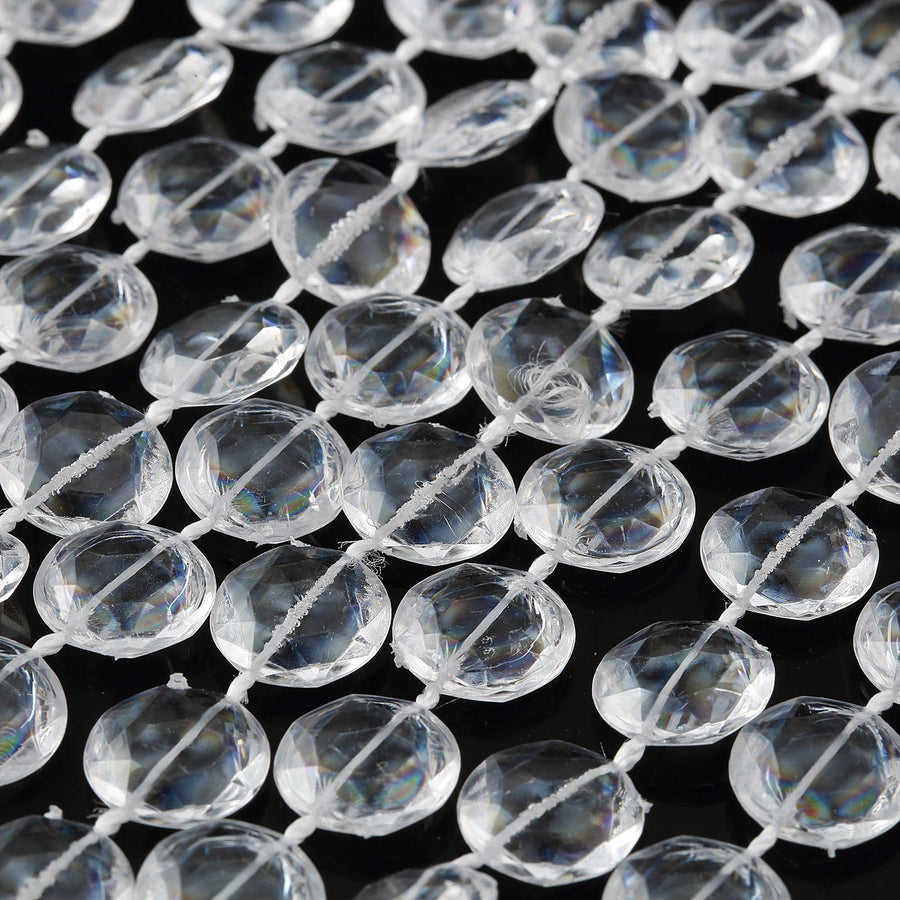 30ft | Clear Acrylic Crystal Diamond Garland Chain Bead Roll | 10mm#whtbkgd