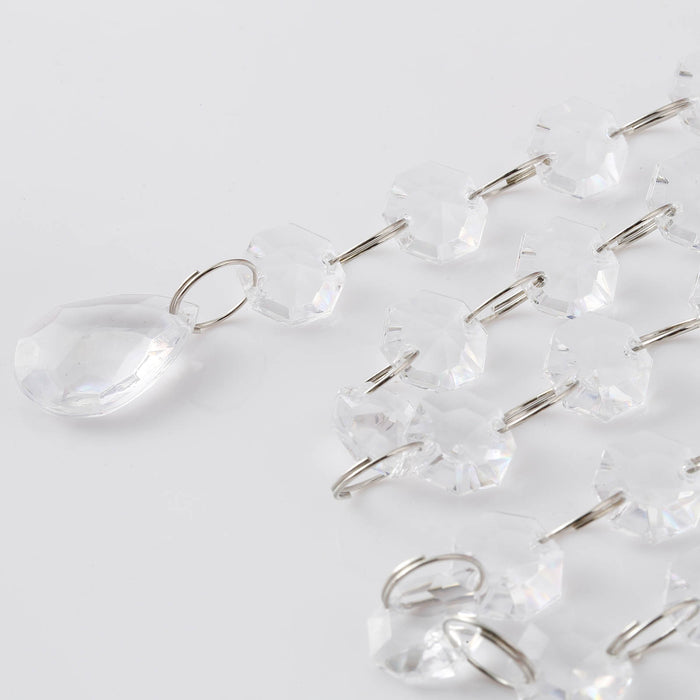 3ft | Clear Acrylic Crystal Diamond Teardrop Beads, Garland Chain Roll#whtbkgd