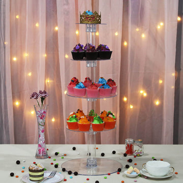5-Tier Clear Acrylic Cupcake Tower Stand, Dessert Holder Display