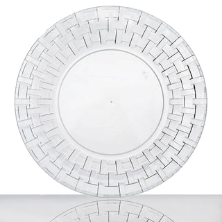 Elegant and Versatile Clear Basketweave Rim Disposable Dinner Plates