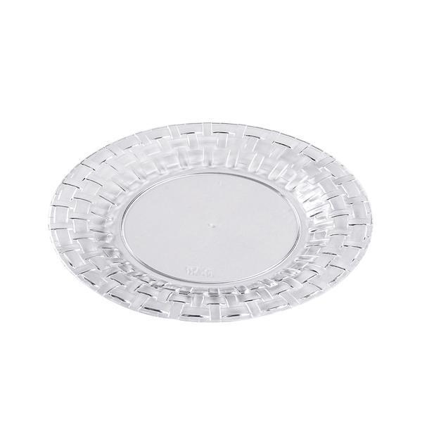 10 Pack | 7inch Clear Basketweave Rim Disposable Salad Plates, Plastic Dessert Appetizer Plates