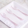 25 Pack - 7inch Clear Blush Glittered Heavy Duty Plastic Spoons, Utensils  - Sparkly Rose Gold
