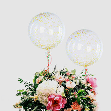 2 Pack | 20" Clear Confetti Dot Filled PVC Helium/Air Bubble Balloons
