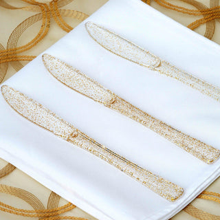 Add Sparkle to Your Table with Clear Gold Glitter Disposable Knives