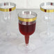 12 Pack | 6oz Clear / Gold Rim Short Stem Plastic Wine Glasses Disposable Cups