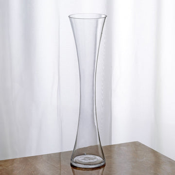 12 Pack 15" Clear Heavy Duty Concave Glass Vase, Hourglass Shaped Flower Vases