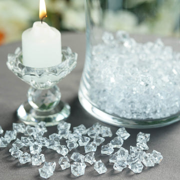 400 Pack | Clear Mini Acrylic Ice Bead Vase Fillers, DIY Craft Crystals